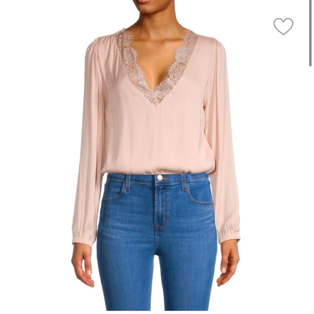 NWT Lace Trim Blush Bodysuit Size S